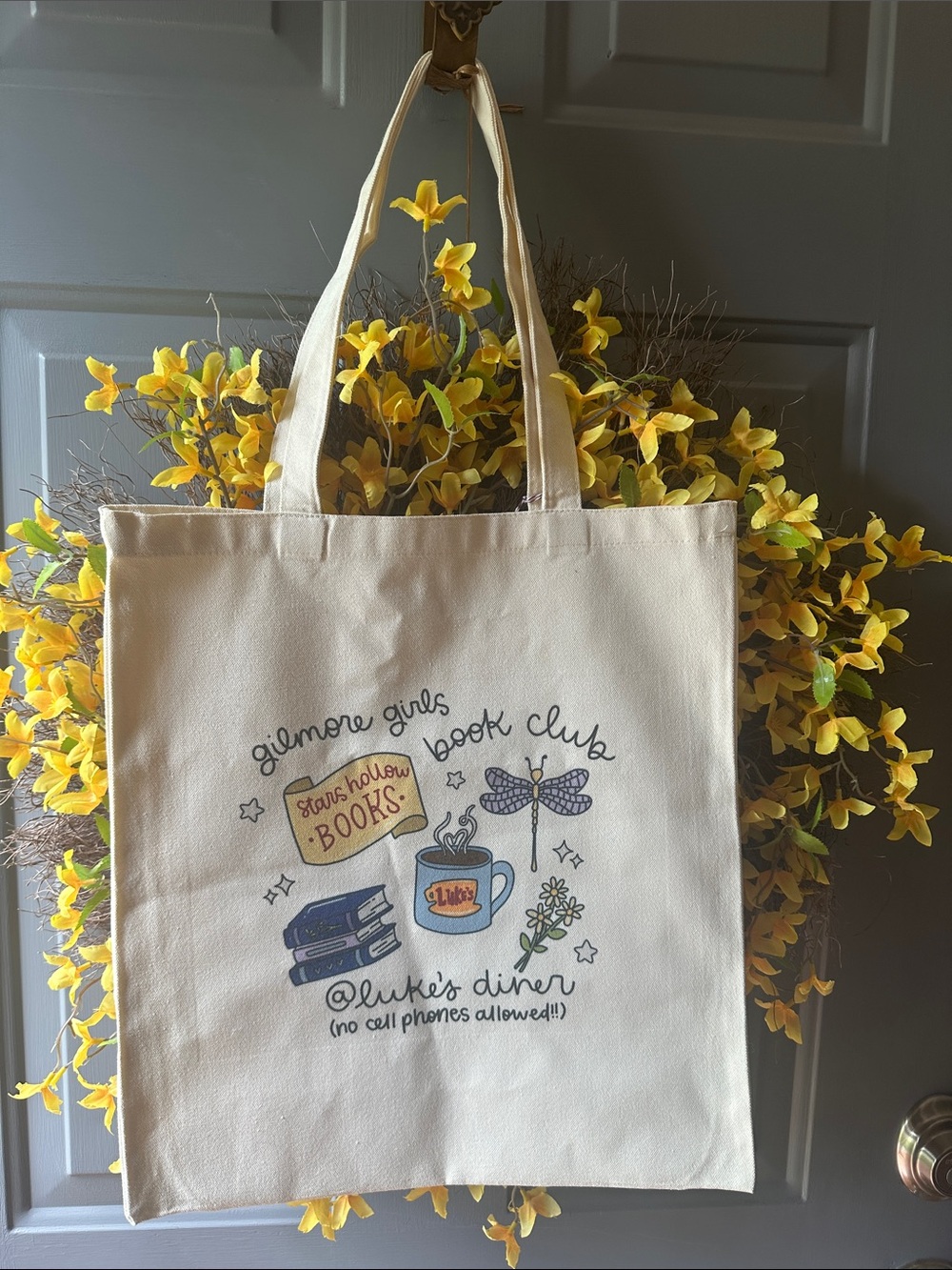 Cream Gilmore Girls Book Club Tote Bag